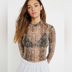 Urban Outfitters Snake Print Mesh Top, S